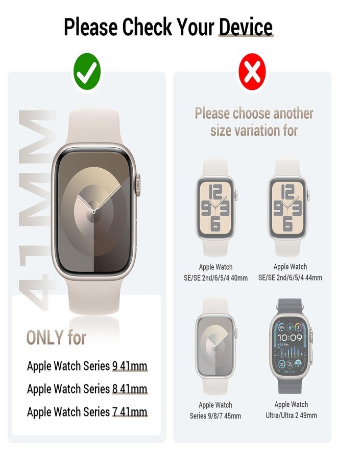 Tensea [3PCS for Apple Watch Screen Protector Case 41mm Series 9/8/7 Accessories, iWatch Protective Face Cover for Women Men, Tempered Glass Film Hard Bumper for iPhone Watch 41 mm - Image 2